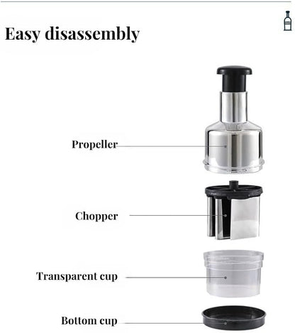 Manual Vegetable Chopper – Lightweight (230g) & Compact (22x8.5cm) | Hand-Powered Food Processor for Garlic, Onions, Herbs & Veggies | Stainless Steel Blades, Easy-to-Clean Kitchen Gadget