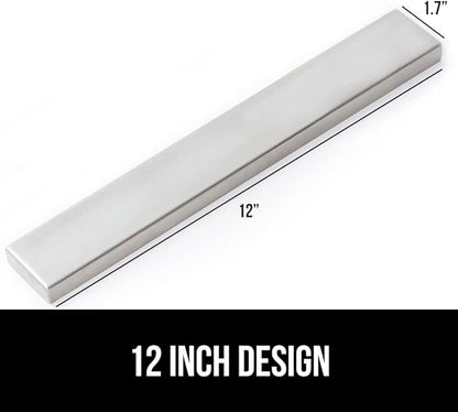 GORILLA GRIP Stainless Steel Magnetic Knife Holder for Wall, Multi-Purpose Magnet Bar for Knives, Tools, Art Supplies, Heavy Duty Strip Holds Up to 6 lbs, Kitchen Organizer, 12 Inch, Drilling Required
