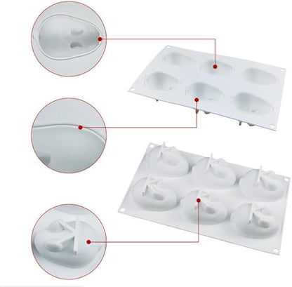OCPO KITCHEN 3D Easter Bunny Silicone Mold for Baking Rabbit Shape Mousse Cake, French Dessert, Chocolate, Pastry, Pudding, Jelly, Cake Decoration Mold, Rabbit Shape (6 Cavity)