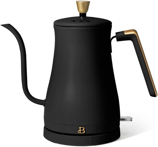 Beautiful 1L Electric Gooseneck Kettle, Precision Pour Spout, 1200W Fast Boil, Auto Shut-Off, Cordless, Stainless Steel, Tea & Coffee Maker with Ergonomic Handle, Matte Finish (Black Sesame)