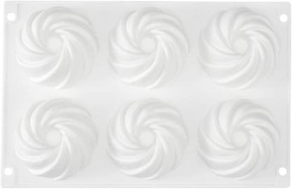 Pastry Tek 6 Cavities Mini Bundt Cake Pan, 1 Oven-Ready Mini Fluted Tube Cake Pan - Flexible, Freezable, White Silicone Baking Mold, Easy Release, For Baking Cupcakes or Donuts - Restaurantware