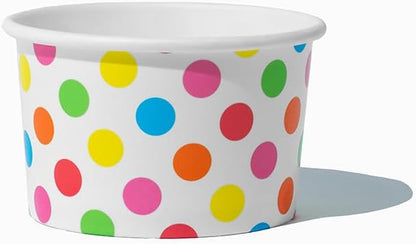 UNIQ 1000-Count 4 oz Polka Dot Paper Ice Cream Cups Rainbow | Dessert Bowls in Multiple Colors & Sizes Frozen Dessert Supplies