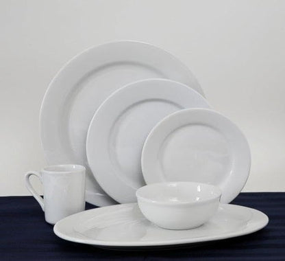 Tuxton China ALH-136 Platter, 13-3/4" x 10", Oval, Wide Rim,Rolled Edge, Microwave and Dishwasher Safe, Oven Proof, Fully Vitrified, Alaska, Porcelain White, Pack of 12