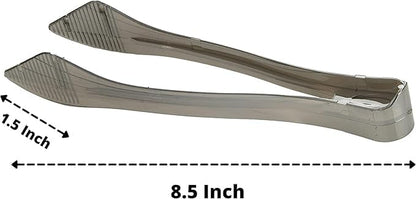 PARTY BARGAINS 8.5 Inches Plastic Serving Tongs, 24 Pack, Premium Quality & Heavy-Duty Silver Plastic Tongs for BBQ, Salads, Grilling, Buffets, & Kitchen