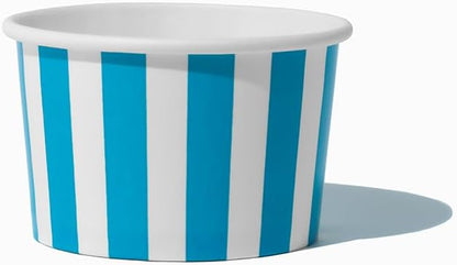 UNIQ 1000-Count 4 oz Striped Paper Ice Cream Cups Blue Color | Disposable Dessert Bowls in Multiple Colors Frozen Dessert Supplies