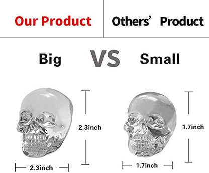 CHIYAN Skull Ice Mold Silicone - Set of 6 Large 3D Ice Cube Molds, 2.3x2.3 Inch Flexible Silicone Freezer Tray, Whiskey Cubes Mold Skull for Party Cocktails Champagne and Drinks
