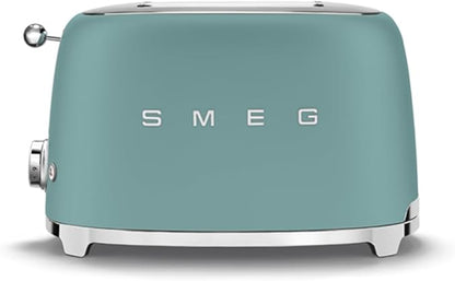 SMEG 2 Slice Toaster with 6 Presets and Defrost Function and Removable Crumb Tray (Jade)