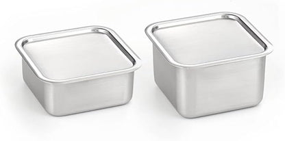 CuBE Medium 2PCS Set 1000ml 650ml Stainless Steel Food Storage Containers With Lids and a Net Kitchen Appliances Dishwasher Safe Premium South Korea