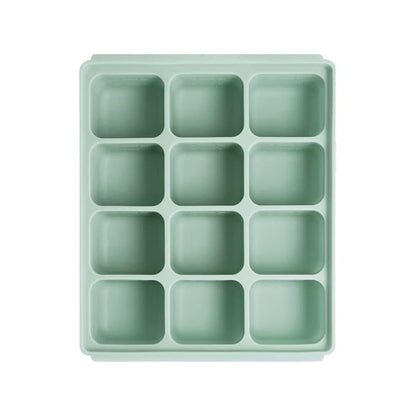 Baby Food Storage Silicone Cubes with Clip-On Lid Freezer Tray Baby Food Soups Purees Ice Easy and Safe Design Made in Korea (12 Ocean Blue)