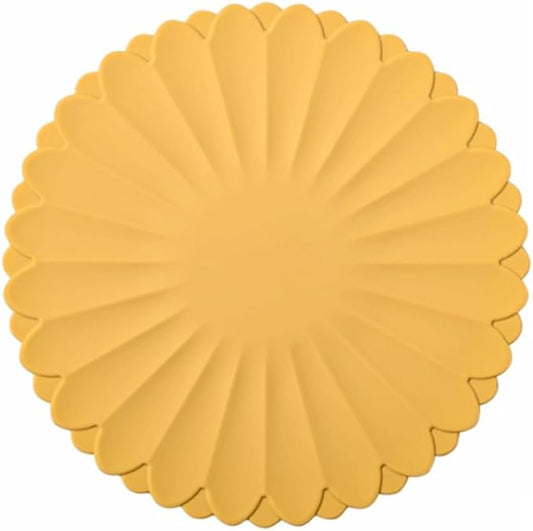 Heat-Resistant Silicone Trivet Mats, Non-Slip Hot Plate Holder for Kitchen Countertops & Dining Table, Reusable Pot Holder Pad with Secure Grip, Dishwasher Safe (Yellow, Diameter: 30cm/11.81")