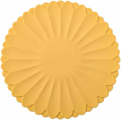 Heat-Resistant Silicone Trivet Mats, Non-Slip Hot Plate Holder for Kitchen Countertops & Dining Table, Reusable Pot Holder Pad with Secure Grip, Dishwasher Safe (Yellow, Diameter: 18cm/7.09")