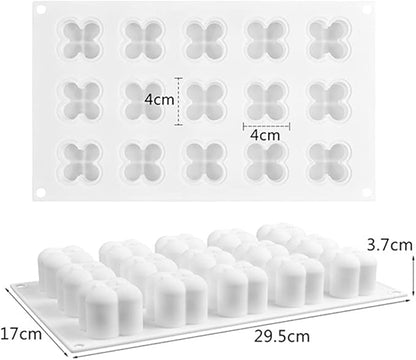 DIY 3D Candle Mold Handmade Aromatherapy Soy Wax Candle Silicone Mold Plaster Candles Mould UV Epoxy Resin Soap Molds (15 Cavity)