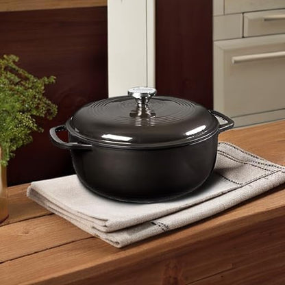 Lodge Manufacturing Company EC6D18 Enameled Dutch Oven, 6 qt, Midnight Chrome
