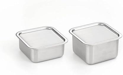 CuBE Small 2PCS Set 600ml 400ml Stainless Steel Food Storage Containers With Lids and a Net Kitchen Appliances Dishwasher Safe Premium South Korea
