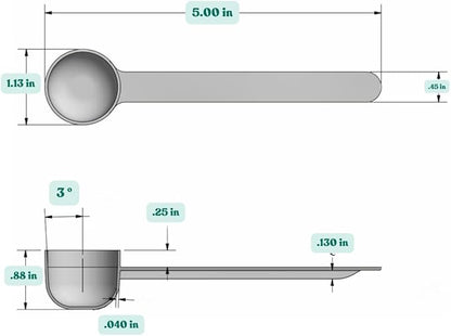 2 Teaspoon (2/3 Tablespoon | 10 mL) Long Handle Rounded Scoop for Measuring Coffee, Pet Food, Grains, Protein, Spices and Other Dry Goods (Pack of 1)