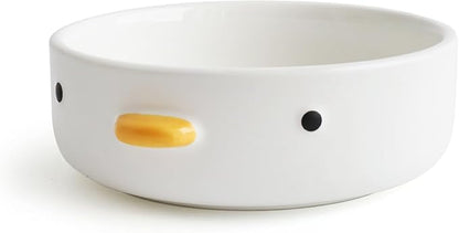 PURROOM Funny Cute Duck 6'' Salad Bowl, Handmade Glaze Chick Safety Ceramics Flat Bottomed Bowl, Home Family, Friend.