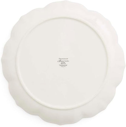 Portmeirion Botanic Garden Lotus Dinner Plate, Mexican Lily - Decorative Porcelain Dish with Butterfly Motif, 11.25" Scalloped Rim Shape for Dining or Display - Microwave, Oven & Dishwasher Safe