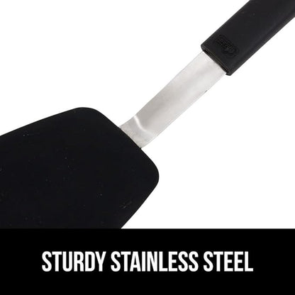 GORILLA GRIP Patented BPA-Free Non-Scratch Spatula, Heat Resistant Silicone Head for Nonstick Cooking Pans, Soft Rubber Handle, Kitchen Spatulas for Flipping, Holiday Prep Essentials, 11.6 in, Black