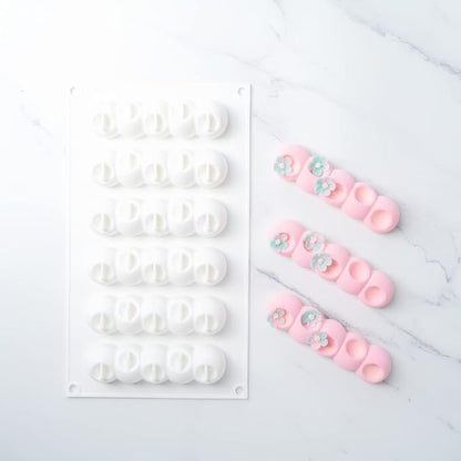 Pastry Tek 6 Cavities Flower Mold, 1 Oven-Ready Flower Chocolate Mold - Flexible, Freezable, White Silicone Flower Candy Mold, Easy Release, For Baking - Restaurantware