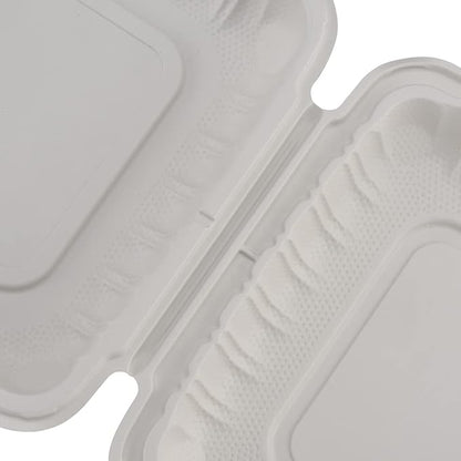 TIYA Clamshell Food Containers - White Bulk 150 Pack, 9x9 in - BPA-Free Plastic To-Go Containers - Microwavable, Hinged, Tall Reusable Clamshells - Great for Meal Prep