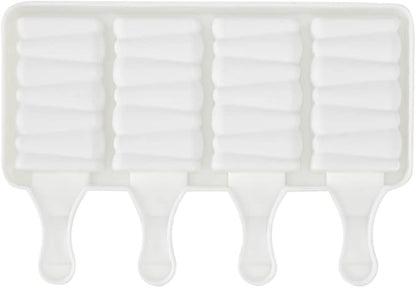 Pastry Tek 4 Cavities Popsicle Mold, 1 Rectangle Cakesicle Mold - Flexible, Freezable, White Silicone Cake Popsicle Mold, Easy Release, For Baking - Restaurantware