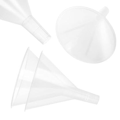 RHBLME 20 PCS Plastic Funnels Set, 4.7 Inch Wide Mouth Clear Plastic Funnels for Filling Bottles, Multipurpose Large Funnel with Long Reaching Spout, Water Bottle Funnel for Powder Liquid Spices