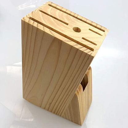 Wooden Knife Block Countertop Knife Holder Knife Organizer with Scissors-Slot for Kitchen