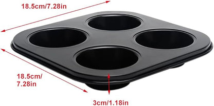 Pilarmuture 4 Hole Muffin Pan Muffin Trays, Bakeware Tins & Trays Non-stick Cupcake Baking Pan Mini Muffin Cups Pudding Bakeware Cake Mold for Oven Baking Roasting