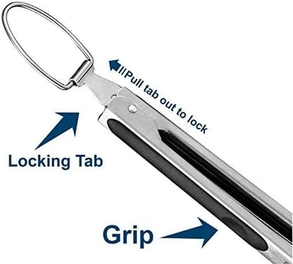 BBQ Set Grilling Tool Set, Heavy Duty, Spetula Fork Tong and 2 Skewers. (5 Piece.)