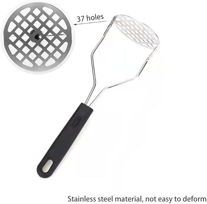 Potato masher with non-slip handle, stainless steel masher masher kitchen tool for potatoes, sweet potatoes, beans, vegetables, fruits, baby food, avocados and more