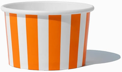 UNIQ 1000-Count 4 oz Striped Paper Ice Cream Cups Orange Color | Disposable Food & Dessert Bowls Perfect for Halloween, Parties and Holidays | Frozen Dessert Supplies