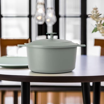 Gotham Steel 5 Qt Dutch Oven Pot with Lid, Nonstick Ceramic Dutch Oven Stock Pot Perfect Bread Baking, Stovetop Oven & Dishwasher Safe, Sage Green