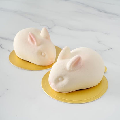 Pastry Tek 6 Cavities Chocolate Bunny Mold, 1 Oven-Ready Easter Candy Mold - Flexible, Freezable, White Silicone Bunny Pan, Easy Release, For Baking - Restaurantware