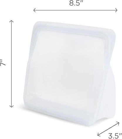 Stasher Premium Silicone Reusable Food Storage Stand-Up Mid Bag, Clear, Microwave, Sous Vide, Dishwasher, Oven and Freezer Safe, BPA Free, Leak-free, Eco-friendly, 56 Oz