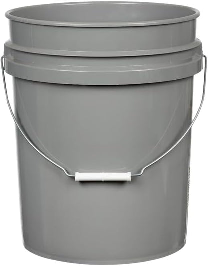 House Naturals 5 Gallon Premium HPDE Plastic Bucket - Made in USA Food Grade Storage Container, BPA Free All Purpose Pail (3, Gray)