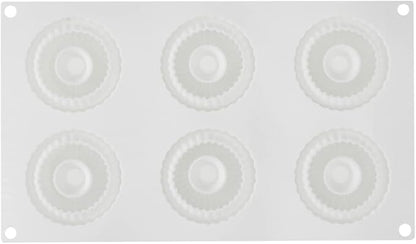 Pastry Tek 6 Cavities Donut Pans, 10 Ridge Design Donut Molds - Oven-Ready, Flexible, White Silicone Bagel Pans, Freezable, Easy Release - Restaurantware