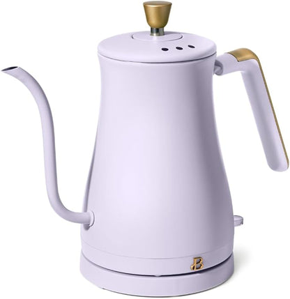 Beautiful 1L Electric Gooseneck Kettle, Precision Pour Spout, 1200W Fast Boil, Auto Shut-Off, Cordless, Stainless Steel, Tea & Coffee Maker with Ergonomic Handle, Matte Finish (Lavender)