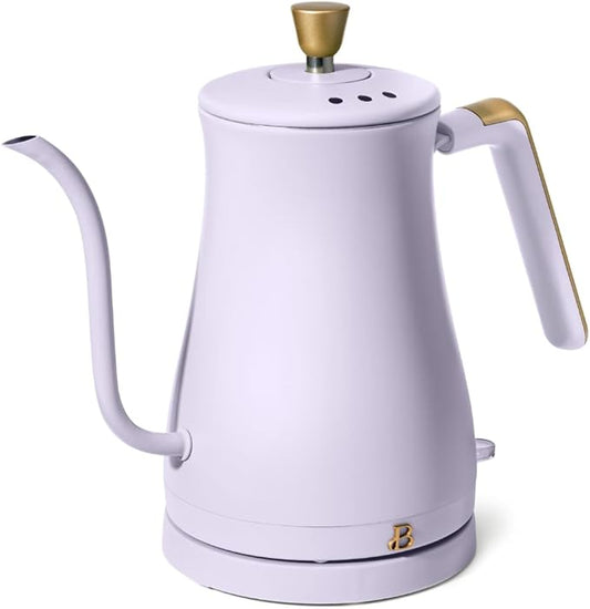 Beautiful 1L Electric Gooseneck Kettle, Precision Pour Spout, 1200W Fast Boil, Auto Shut-Off, Cordless, Stainless Steel, Tea & Coffee Maker with Ergonomic Handle, Matte Finish (Lavender)