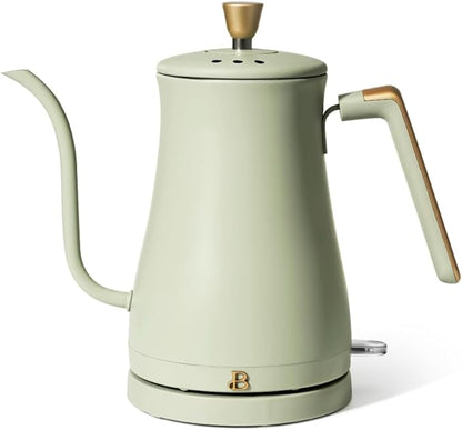 Beautiful 1L Electric Gooseneck Kettle, Precision Pour Spout, 1200W Fast Boil, Auto Shut-Off, Cordless, Stainless Steel, Tea & Coffee Maker with Ergonomic Handle, Matte Finish (Sage Green)