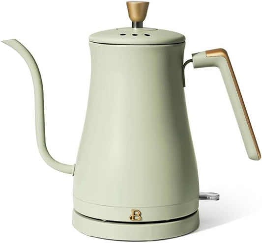 Beautiful 1L Electric Gooseneck Kettle, Precision Pour Spout, 1200W Fast Boil, Auto Shut-Off, Cordless, Stainless Steel, Tea & Coffee Maker with Ergonomic Handle, Matte Finish (Sage Green)
