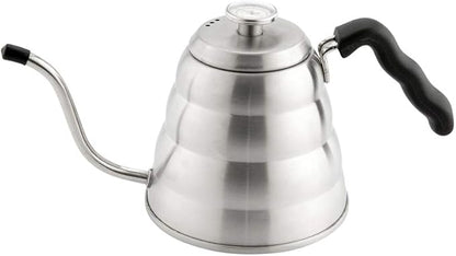 Restaurantware Restpresso 41 Ounce Gooseneck Kettle 1 Dishwashable Pour Over Kettle - With Thermometer Lid Non-Stick Coating Stainless Steel Stovetop Kettle Built-In Handle