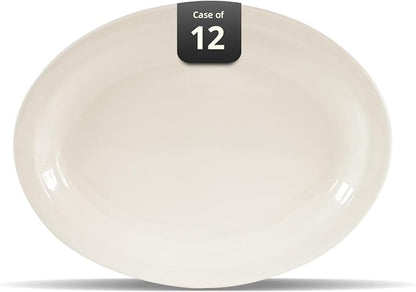 Stoneware Narrow Rim Commercial Grade Dinnerware (America White, Platter 13.5" x 10.5")