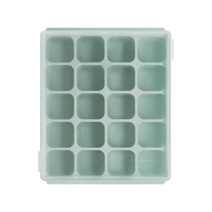 Baby Food Storage Silicone Cubes with Clip-On Lid Freezer Tray Baby Food Soups Purees Ice Safe Design Made in Korea (20cubes 0.8oz, Ocean Blue Set of 2)