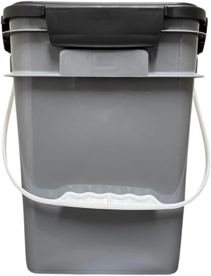 House Naturals 4 Gallon Square Food Grade Bucket Pail with Plastic Handles and Lid (Pack of 3) Made in USA containers (Gray)