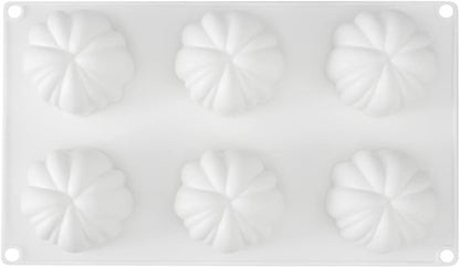 Restaurantware-Pastry Tek 6 Cavities Pumpkin Cake Mold, 1 Oven-Ready 3D Pumpkin Mold - Flexible, Freezable, White Silicone Baking Mold, Easy Release, For Baking Treats