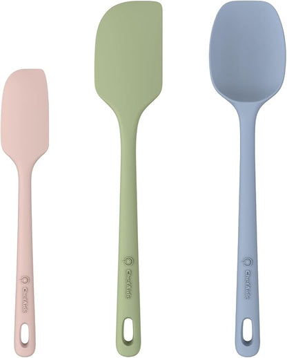 3 Pieces Silicone Spatula Set, Food Grade Rubber Spatula, Upgrade Strong Handle with Ergonomic Grip, Heat Resistant for Nonstick Cookware, Cooking Mix