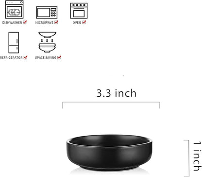 Selamica 3.3 Inch Soy Sauce Dish Ceramic Dipping Bowls Side Dishes Small Appetizer Pinch Bowls for Condiments, Sushi, Ketchup, BBQ-Set of 12(Matte Black)