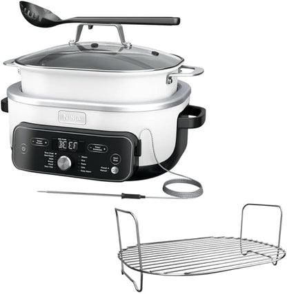 New 2025 Ninja Foodi Possible Cooker PRO Plus 11-in-1 Multi-Cooker, Slow Cooker, 8.5-Qt Smart Cook System with Thermometer and 1400W High-Heat Searing Base, White
