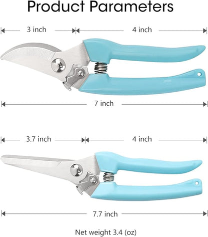 Leize Flower Scissors Set, 2 Pack Premium Thickened Stainless Steel Floral Shears, Strong Pruner for Flowers, Branches and Leaves, Upgrade