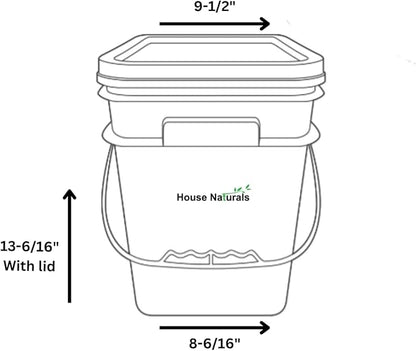 House Naturals 4 Gallon Square Food Grade Bucket Pail with Plastic Handles and Lid (Pack of 3) Made in USA containers (Blue/Red/White)